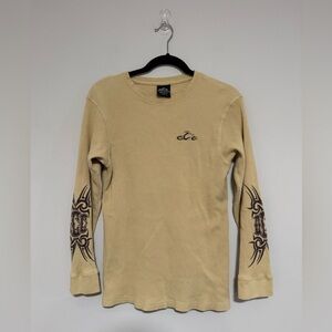 Orange County Choppers VTG Y2K Beige Long Sleeve Thermal Shirt Size Medium